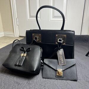 NEW!! Deluxity Los Angeles Emerald Green 3 Piece Set Tote Handbag Cute Chic Glam